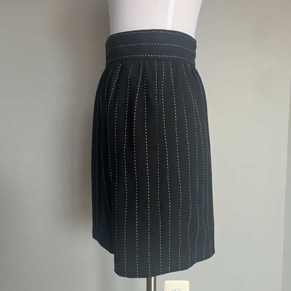 Alice + Olivia Employed Black White Wool Carrier Striped Mini Office Skirt - Picture 7 of 9